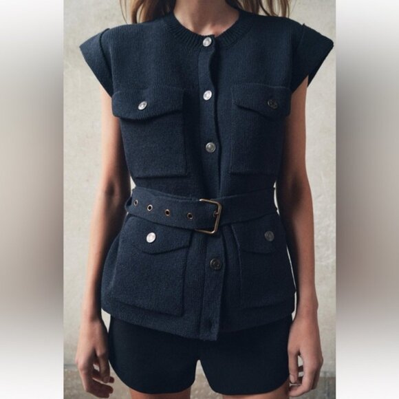 ZARA OVERSIZED KNIT VEST - Picture 3 of 7